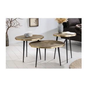 Tables basses gigognes NERA dorées vues de face