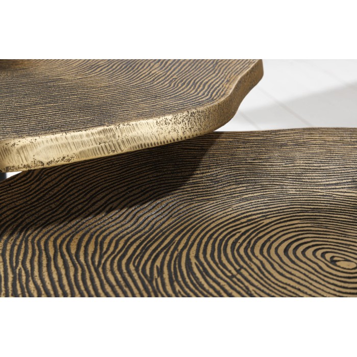 Set di 3 tavolini impilabili NERA dorati e neri – design chic contemporaneo