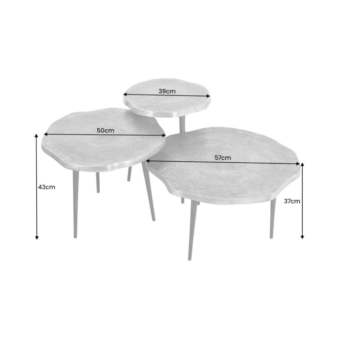 Set di 3 tavolini impilabili NERA dorati e neri – design chic contemporaneo