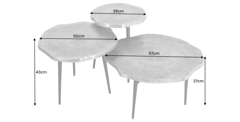 Tables basses gigognes NERA dorées dimensions