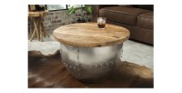 Table basse ORVIK 68cm en bois de manguier et structure clair mise en situation
