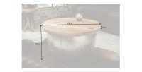 Table basse ORVIK 68cm en bois de manguier et structure clair dimensions
