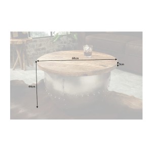 Table basse ORVIK 68cm en bois de manguier et structure clair dimensions