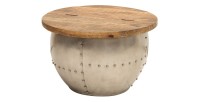 Table basse ORVIK 68cm en bois de manguier et structure clair