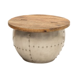 Table basse ORVIK 68cm en bois de manguier et structure clair