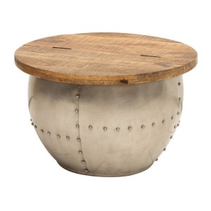 Table basse ORVIK 68cm en bois de manguier et structure clair