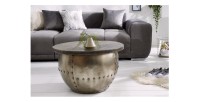 Table basse ORVIK 68cm en bois de manguier foncé vue de face