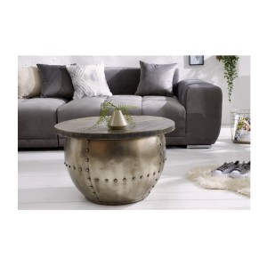 Table basse ORVIK 68cm en bois de manguier foncé vue de face