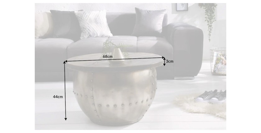 Table basse ORVIK 68cm en bois de manguier foncé dimensions
