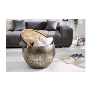 Table basse ORVIK 68cm en bois de manguier foncé ouverte