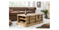 Table basse TRESORO 100cm en bois de manguier clair mise en situation
