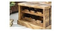 Table basse TRESORO 100cm en bois de manguier clair vue de côté