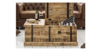 Zoom sur l'ouverture de la table basse TRESORO 100cm en bois de manguier clair