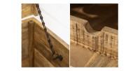 Zoom sur le système d'ouverture de la table basse TRESORO 100cm en bois de manguier clair