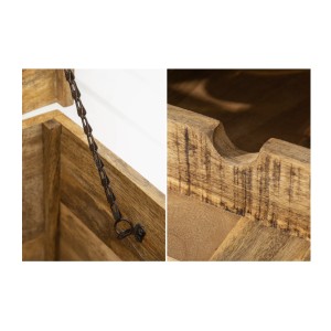 Zoom sur le système d'ouverture de la table basse TRESORO 100cm en bois de manguier clair