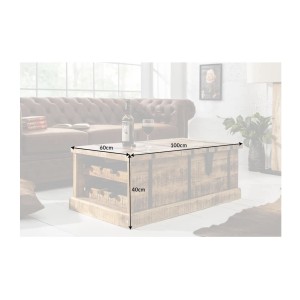 Table basse TRESORO 100cm en bois de manguier clair dimensions
