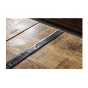 Zoom sur les éléments décoratifs de la table basse TRESORO 100cm en bois de manguier clair