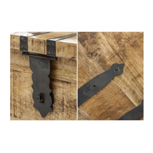 Zoom sur les détails de la table basse TRESORO 100cm en bois de manguier clair
