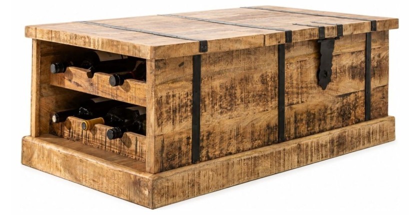 Table basse TRESORO 100cm en bois de manguier clair