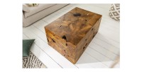 Table basse TEKORA 90cm en bois de teck vue de haut