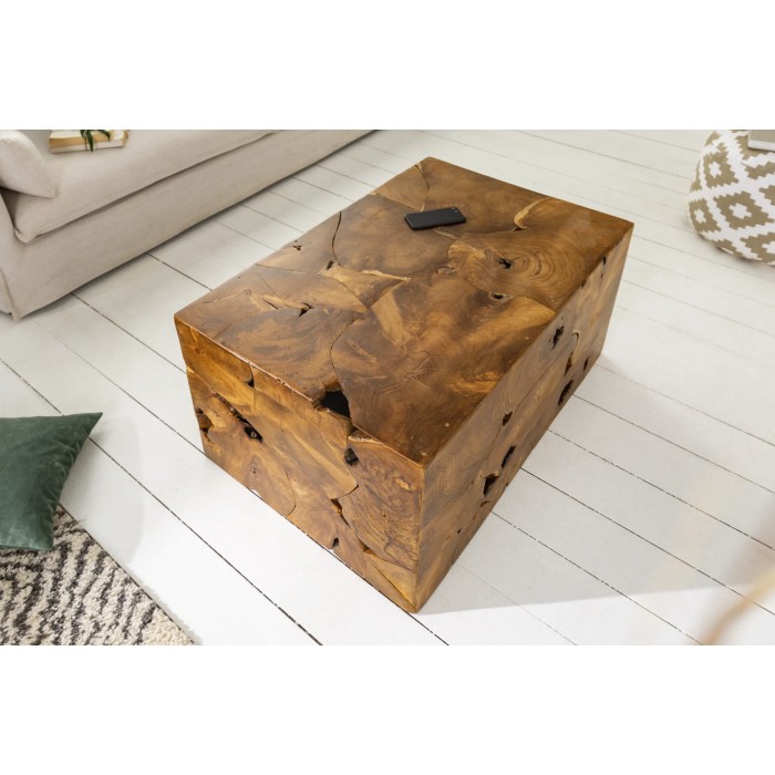 Tavolino rettangolare TEKORA 90 cm in legno di teak massiccio naturale