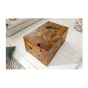 Table basse TEKORA 90cm en bois de teck vue de haut