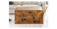Table basse TEKORA 90cm en bois de teck vue de face