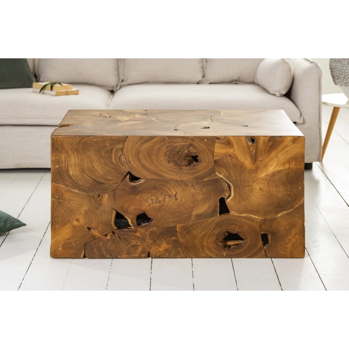 Tavolino rettangolare TEKORA 90 cm in legno di teak massiccio naturale