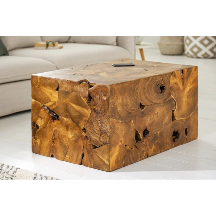 Tavolino rettangolare TEKORA 90 cm in legno di teak massiccio naturale