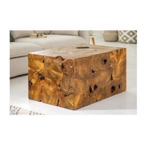 Table basse TEKORA 90cm en bois de teck mise en situation