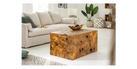 Table basse TEKORA 90cm en bois de teck vue éloignée
