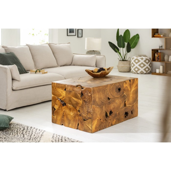 Tavolino rettangolare TEKORA 90 cm in legno di teak massiccio naturale
