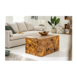 Table basse TEKORA 90cm en bois de teck vue éloignée