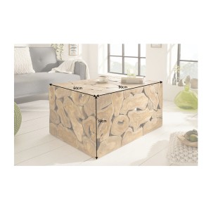 Table basse TEKORA 90cm en bois de teck dimensions