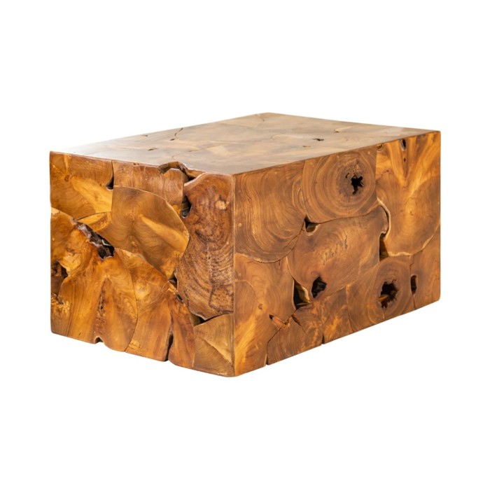 Tavolino rettangolare TEKORA 90 cm in legno di teak massiccio naturale