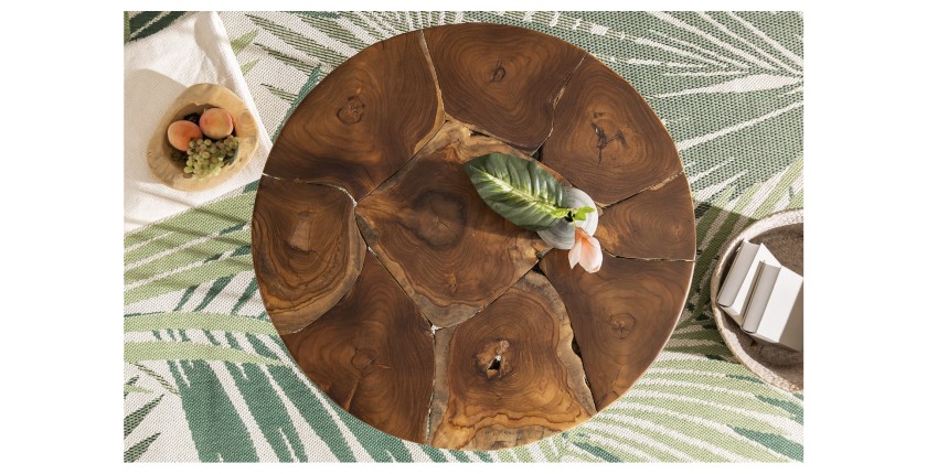 Table basse LOVARK 70cm en bois de Teck vue de haut