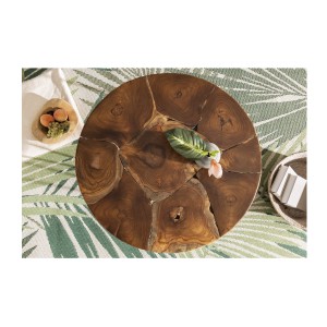 Table basse LOVARK 70cm en bois de Teck vue de haut