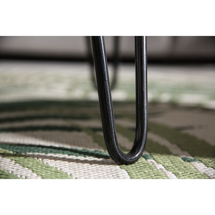 Runder Couchtisch LOVARK 70 cm aus massivem Teakholz und schwarzem Metall im Industriestil
