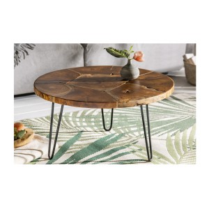 Table basse LOVARK 70cm en bois de Teck mise en situation