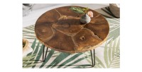 Table basse LOVARK 70cm en bois de Teck vue rapprochée