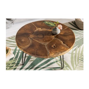 Table basse LOVARK 70cm en bois de Teck vue rapprochée