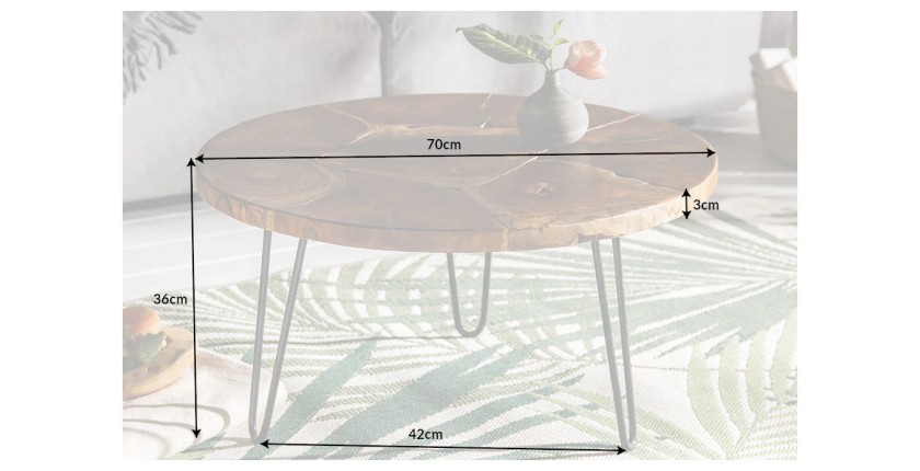 Table basse LOVARK 70cm en bois de Teck dimensions