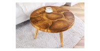 Table basse LOVARK 60cm en bois de Teck vue légèrement de haut