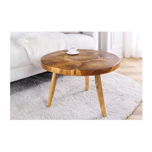Table basse LOVARK 60cm en bois de Teck vue de face