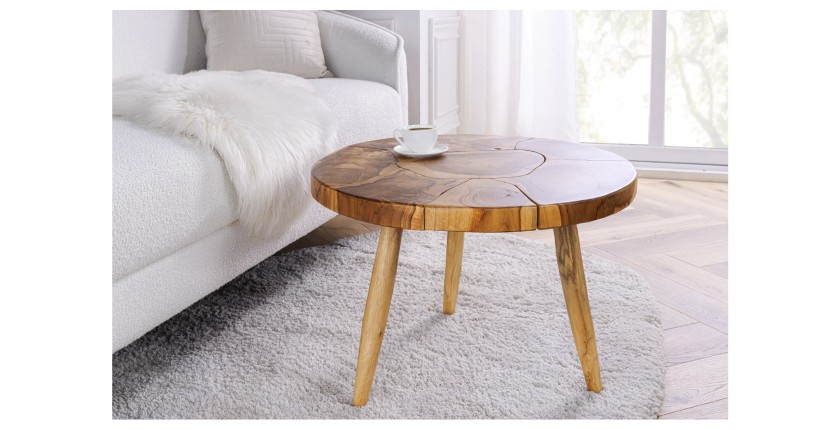 Table basse LOVARK 60cm en bois de Teck mise en situation