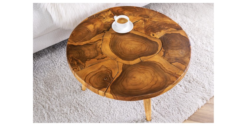 Table basse LOVARK 60cm en bois de Teck vue de haut