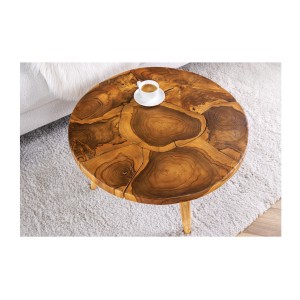 Table basse LOVARK 60cm en bois de Teck vue de haut