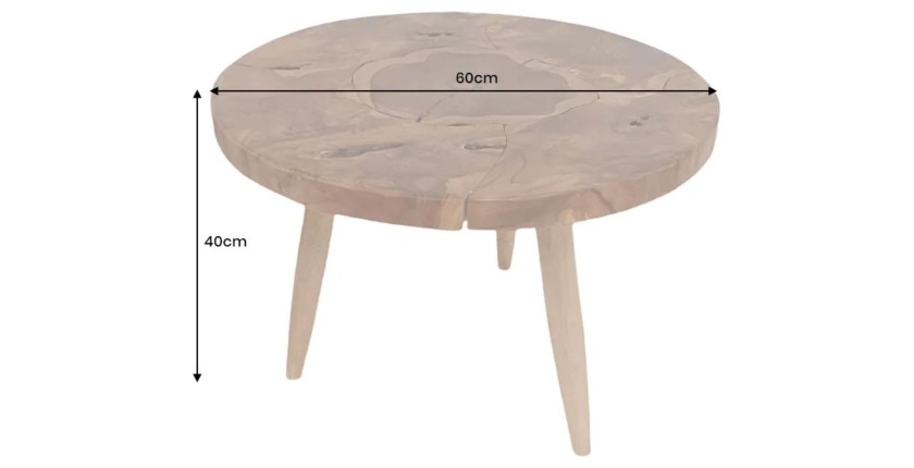 Table basse LOVARK 60cm en bois de Teck dimensions