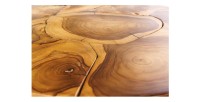 Zoom sur le plateau de la table basse LOVARK 60cm en bois de Teck