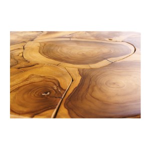 Zoom sur le plateau de la table basse LOVARK 60cm en bois de Teck
